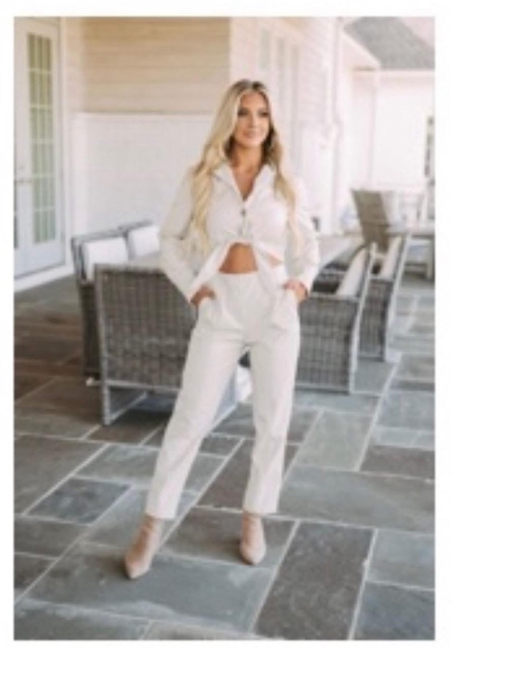Women's Cream High-Waist Tailored Pants